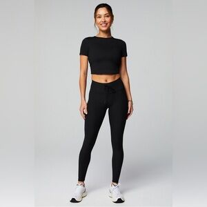 67. Fabletics Oasis Ribbed High Waisted Leggings In Black